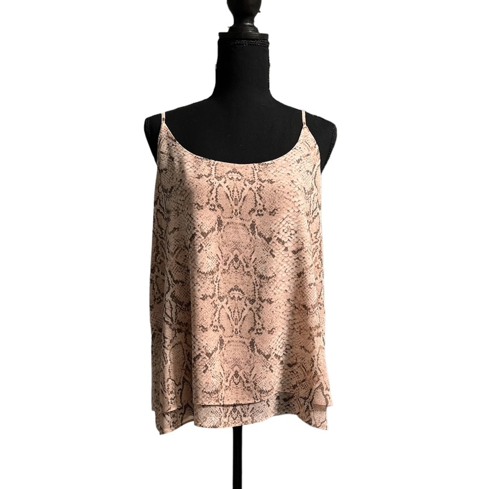 Beautiful Rachel Zoe pink and brown layered snakeskin print cami Size Large EUC